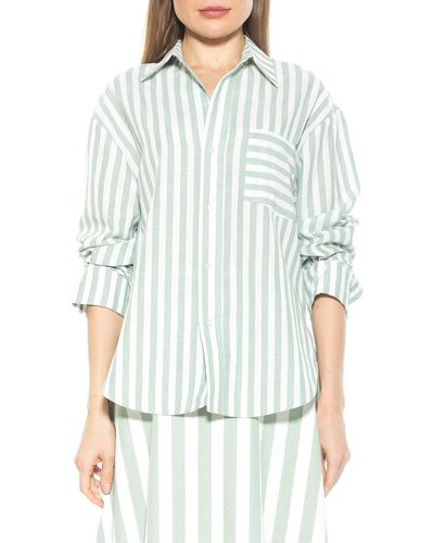 Alexia Admor Tammi Oversize Stripe Boyfriend Button-up Shirt - White