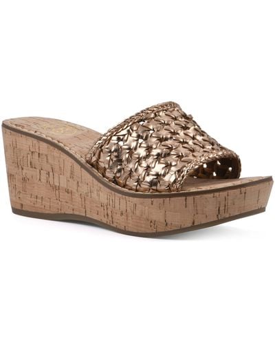 White Mountain Charges Cork Wedge Sandal - Brown