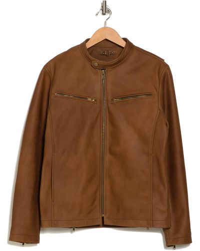 Frye Racer Crackle Leather Jacket - Brown