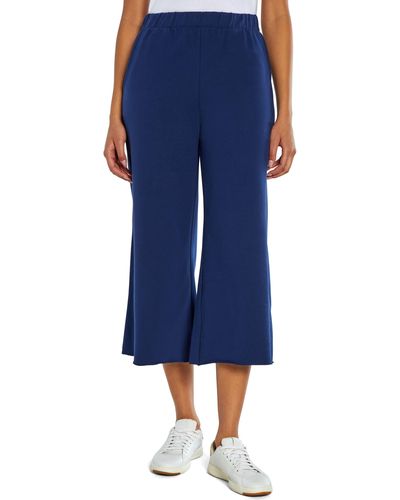 Three Dots Pull-on French Terry Crop Bootcut Pants - Blue