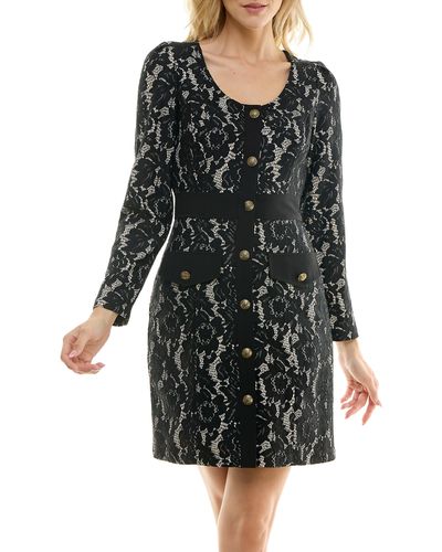 Taylor Dresses Long Sleeve Lace Cocktail Dress - Black