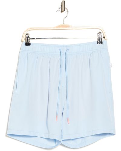 Vintage Summer Performance Stretch Swim Shorts - Blue