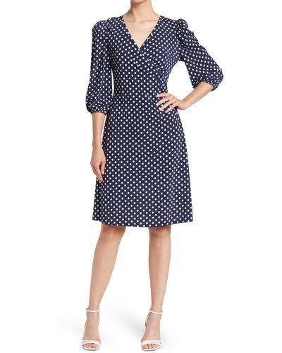 Love By Design Amelia Ruched Wrap Dress - Blue