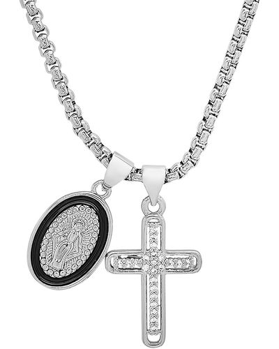 HMY Jewelry Crystal Cross Necklace - Metallic