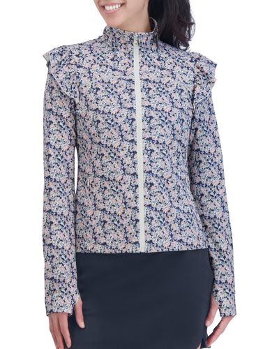 SAGE Collective Flyer Ruffled Front Zip Performance Jacket - Blue