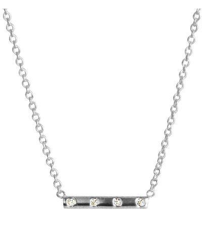 Liza Schwartz Sterling Silver Cz Bar Pendant Necklace - Metallic