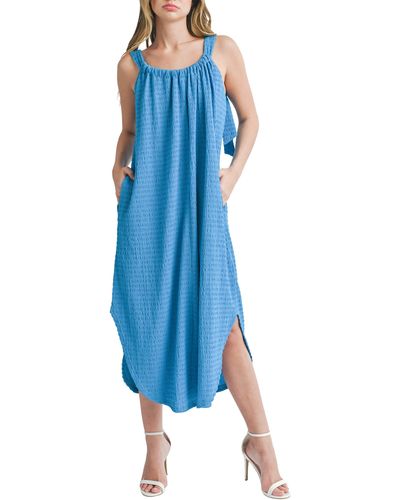 Lush Sleeveless Midi Dress - Blue