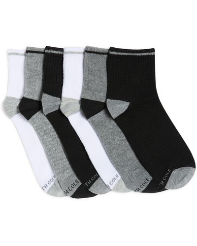 Kenneth Cole 6-pack Stripe Ankle Socks - Black