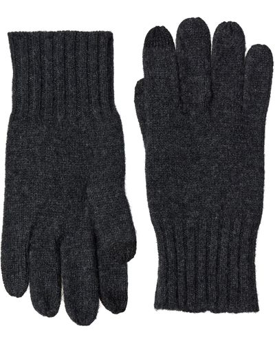 Amicale Cashmere Rib Knit Gloves - Black