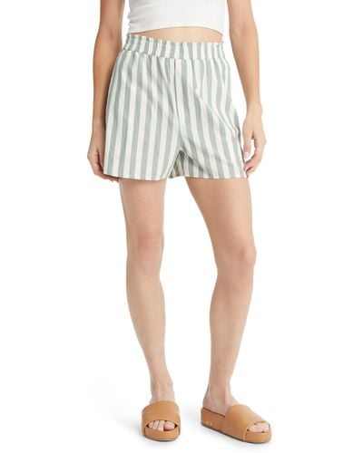 Madewell Stripe Cotton Poplin Paperbag Waist Shorts - Blue