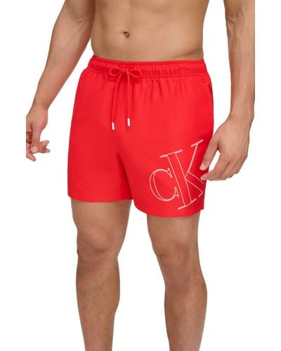 Calvin Klein Ck Outline Repreve® Recycled Polyester Swim Trunks - Red