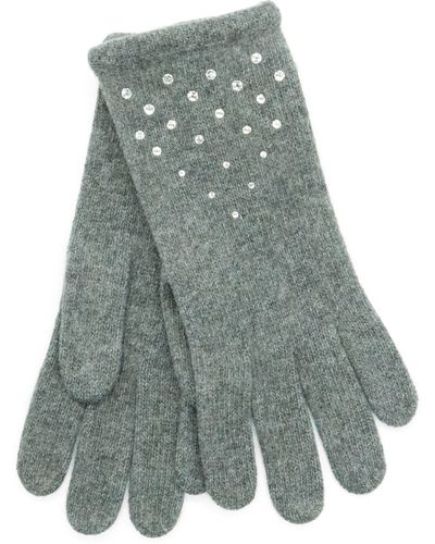 Portolano Crystal Embellished Cashmere Gloves - Gray