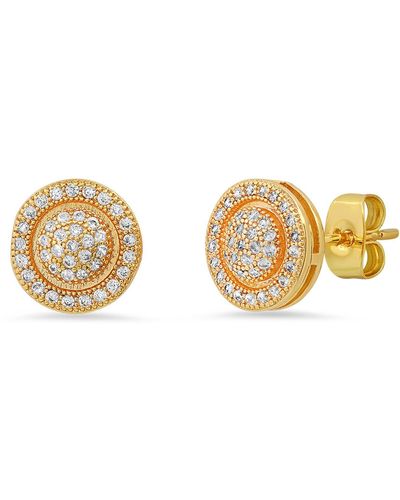 HMY Jewelry Round Pave Simulated Diamond Stud Earrings - Yellow