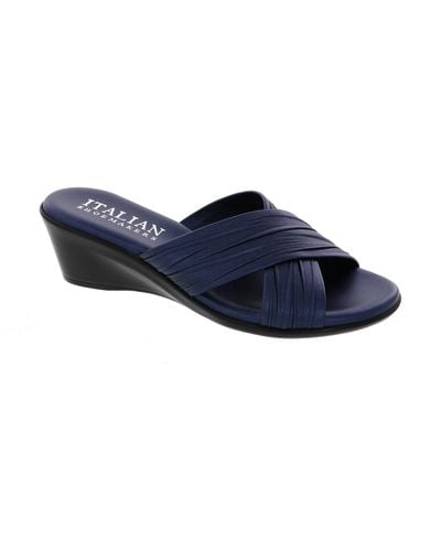 Italian Shoemakers Kenny Wedge Slide Sandal - Blue