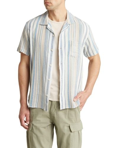 Corridor NYC Amagansett Cotton Short Sleeve Button-up Camp Shirt - Blue