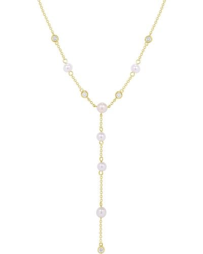 Ron Hami 14k Gold Pearl & Diamond Station Y-necklace - Blue