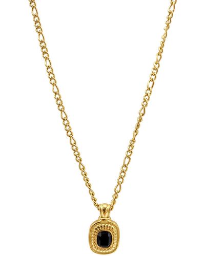 Adornia Water Resistant 14k Gold Plated Onyx Pendant Necklace - Yellow