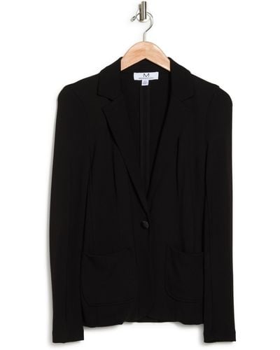 Magaschoni Long Sleeve Notch Collar Unlined Ponté Blazer - Black