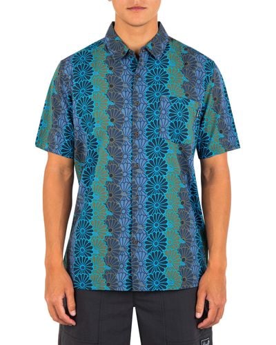 Hurley Rincon Floral Short Sleeve Button-up Shirt - Blue