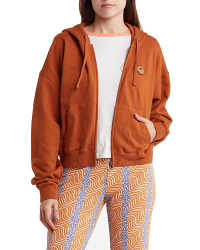 RVCA Court Crop Full Zip Hoodie - Orange