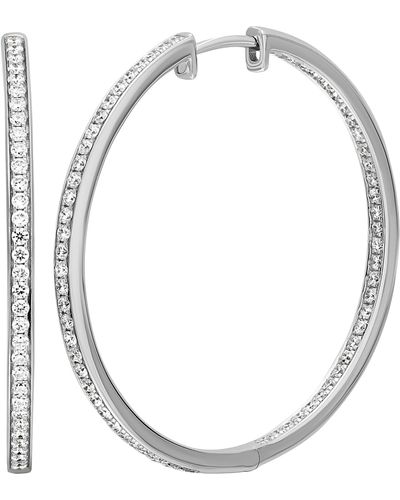 Bony Levy Florentine Diamond Hoop Earrings - White