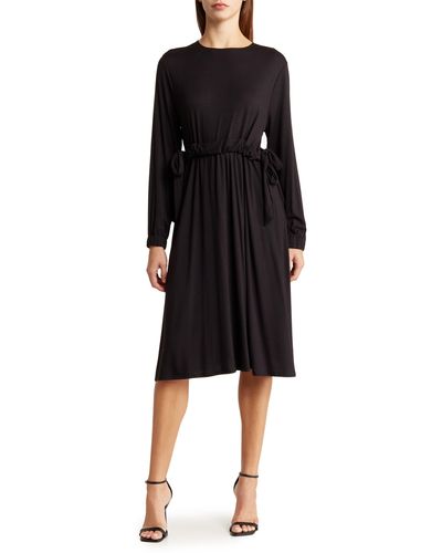 Go Couture Stretch Modal Long Sleeve Dress - Black