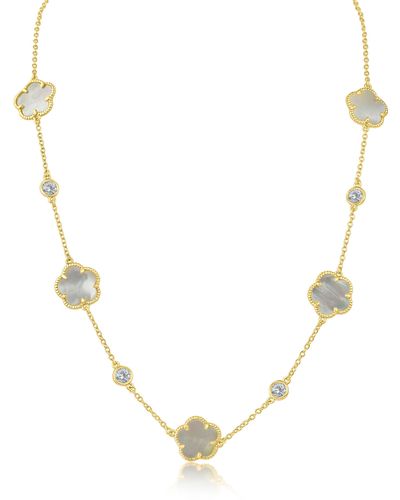 CZ by Kenneth Jay Lane Clover Station Necklace - Metallic