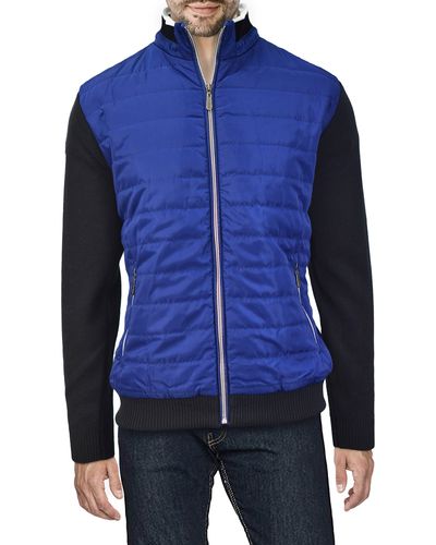 Xray Jeans Quilted Colorblock Puffer Jacket - Blue