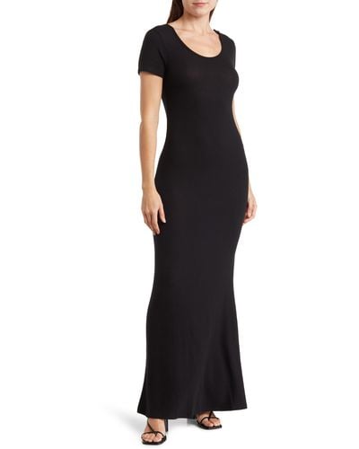 Go Couture Short Sleeve Maxi Dress - Black