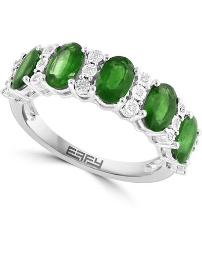 Effy Sterling Silver Diamond Ring - Green