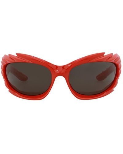 Balenciaga 78mm Wrap Sunglasses - Red