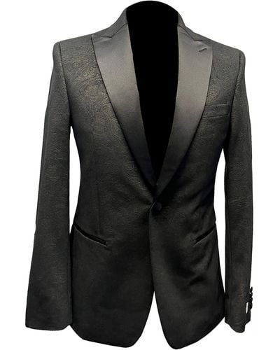 Ike Behar Velvet Peak Collar One-button Jacket - Black