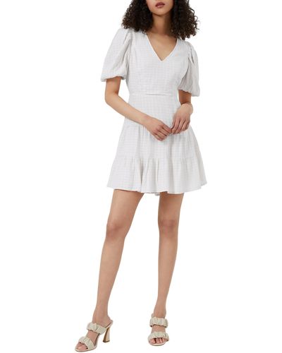 French Connection Gingham Birch Tiered Minidress - White