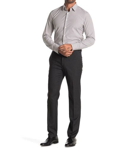Kenneth Cole Texture Weave Slim Fit Dress Pant - Gray
