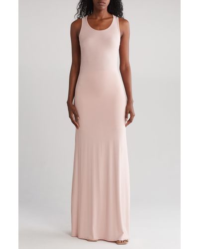 Go Couture Sleeveless Racerback Maxi Dress - Pink