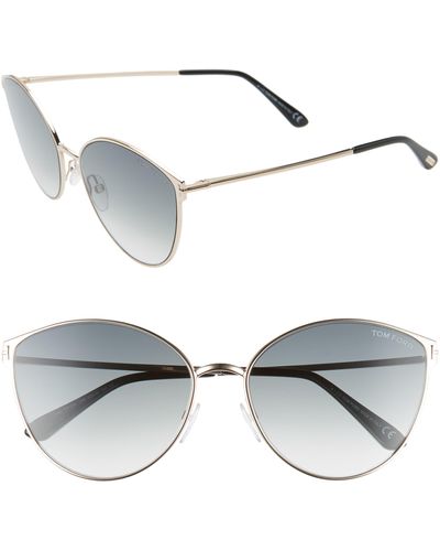 Tom Ford Zeila 60mm Mirrored Cat Eye Sunglasses - White