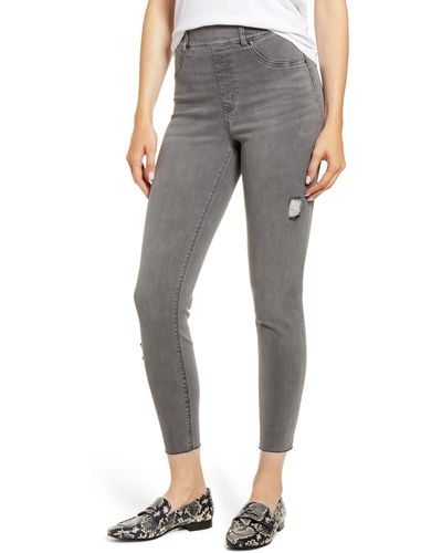 Spanx Distressed Ankle Skinny Jeans - Gray