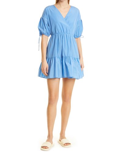 Ted Baker Suza Puff Sleeve Faux Wrap Dress - Blue