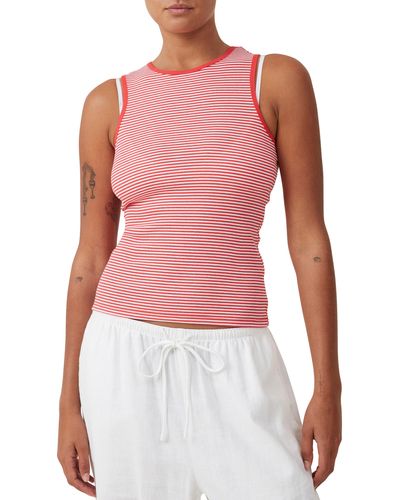 Cotton On The One Stripe Rib Tank - Red
