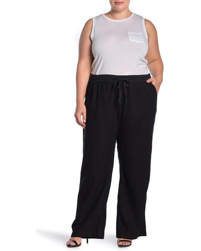 Caslon Solid Pull-on Linen Blend Pants - Black
