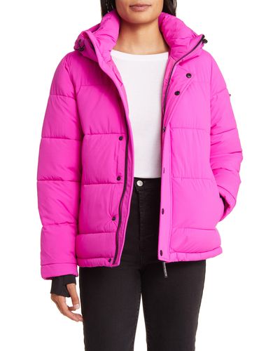 BCBGeneration Water Resistant Hooded Puffer Jacket - Pink
