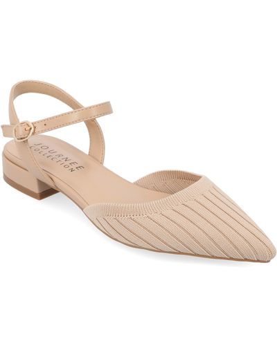 Journee Collection Ansley Ankle Strap Flat - Natural