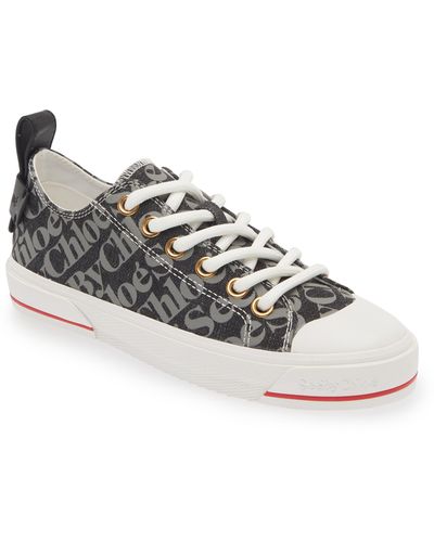 See By Chloé Printed Canvas Low Top Sneaker - White