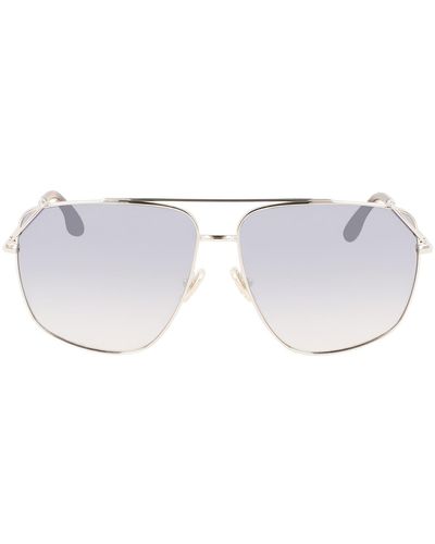 Victoria Beckham Classic V 61mm Aviator Sunglasses - Metallic