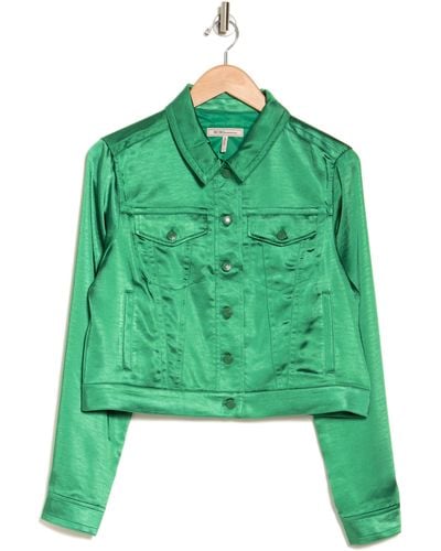 BCBGeneration Satin Shirt Jacket - Green