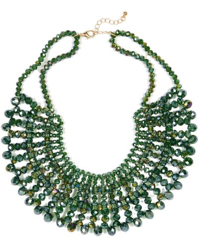 Tasha Beaded Bib Necklace - Green