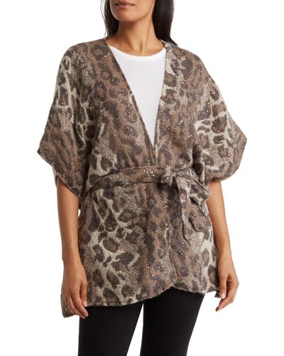 Vince Camuto Sequin Animal Print Topper - Brown