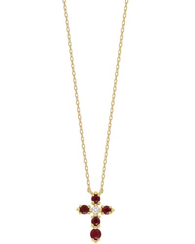 Bony Levy 18k Gold El Mar Diamond & Ruby Cross Pendant Necklace - White
