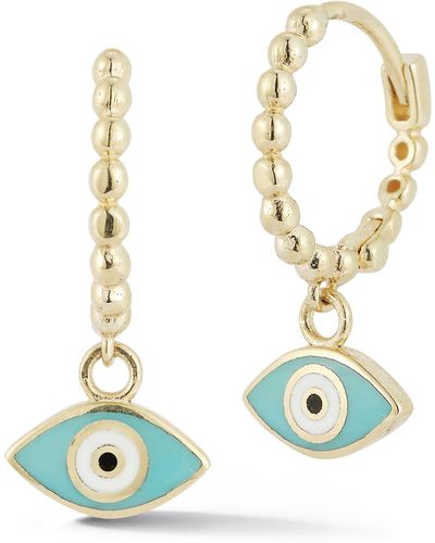 Ember Fine Jewelry 14k Yellow Gold Evil Eye Drop Earrings - Blue
