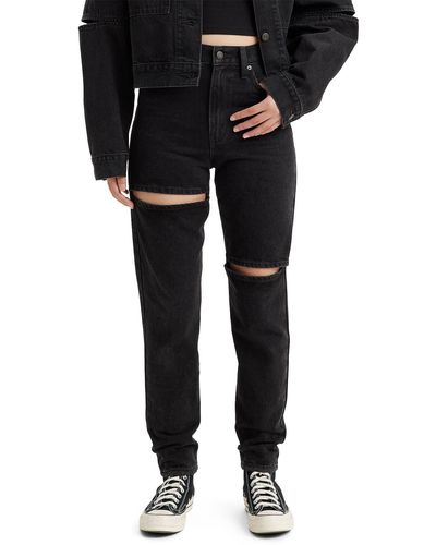 Levi's Sliced High Waist Mom Jeans - Black